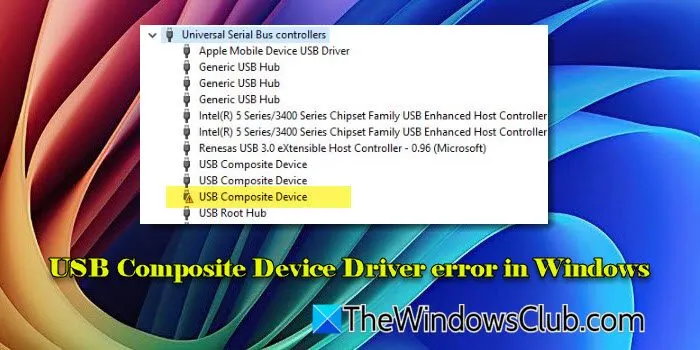 Error en el controlador del dispositivo compuesto USB en Windows 11