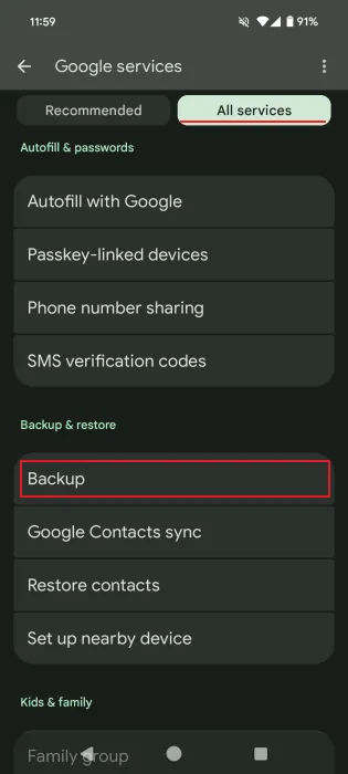 Use os recursos de segurança do Android Backup