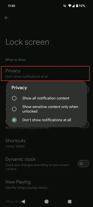 Utiliser les fonctionnalités de sécurité Android Confidentialité de l'écran de verrouillage