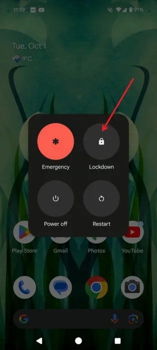 Cambiar al modo de bloqueo en el teléfono Android.