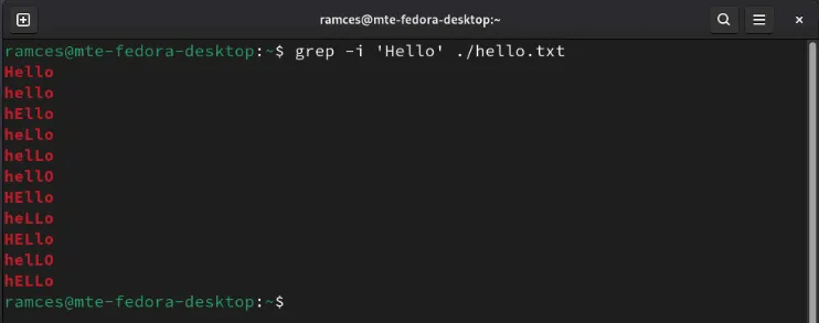 大文字と小文字の区別を無効にする Grep の -i フラグ。