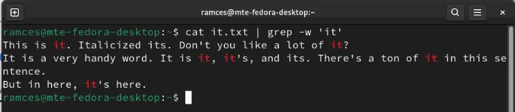 Ejecutando coincidencia de palabras completas con Grep.