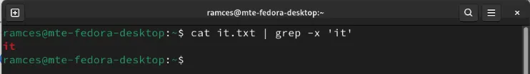 テキストの行全体に一致する grep を実行します。