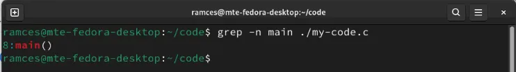 Grep exibindo números de linha para correspondências em um arquivo.