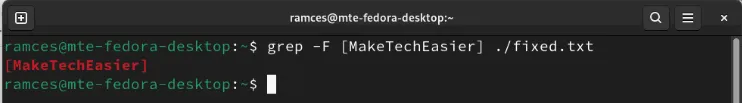 Correspondência exata de strings sem regex no Grep.