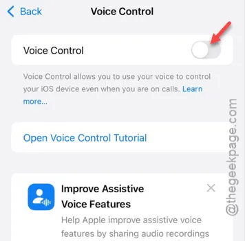 turning off voice control