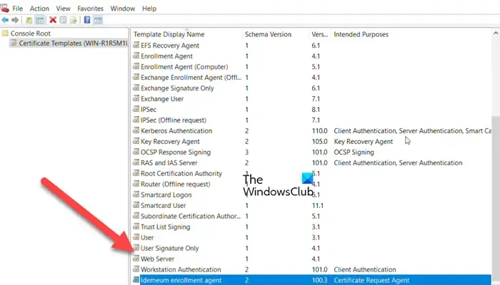 Webserver certificaat sjabloon