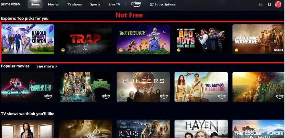 L'interface déroutante d'Amazon Prime Video.