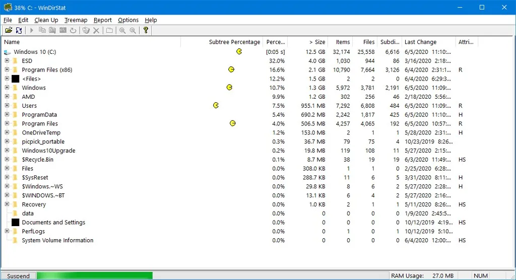 WinDirStat analyse le lecteur