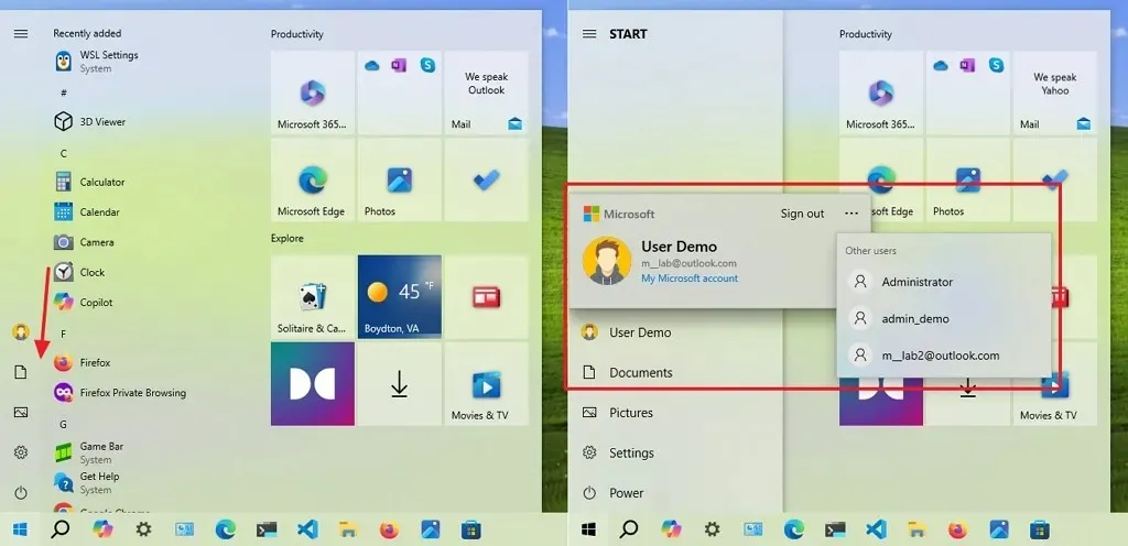 New UI changes in the Start menu