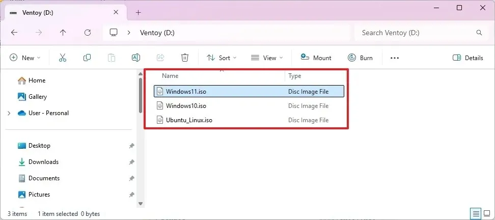 Ventoy USB con ISO di Windows