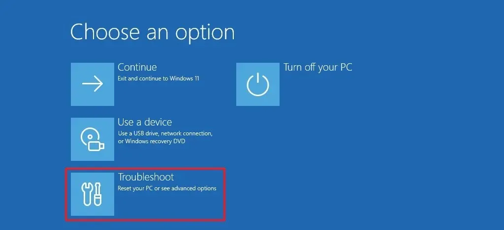 Option de dépannage de l'installation de Windows 11