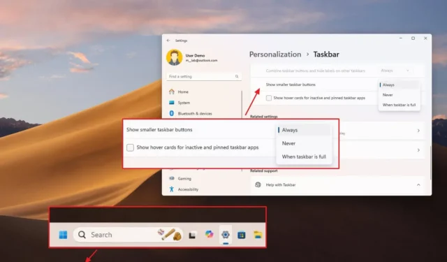 Windows 11 Beta Channel Update: Nieuwe optie om de grootte van taakbalkpictogrammen aan te passen (Build 22635.4291)
