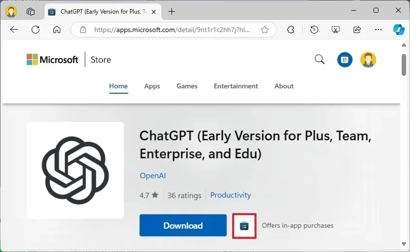 Página oficial de descarga de la aplicación ChatGPT