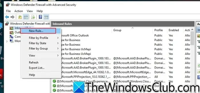 Ajout d'une nouvelle règle dans Windows Defender