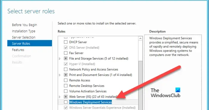 instalar e configurar o Windows Deployment Services