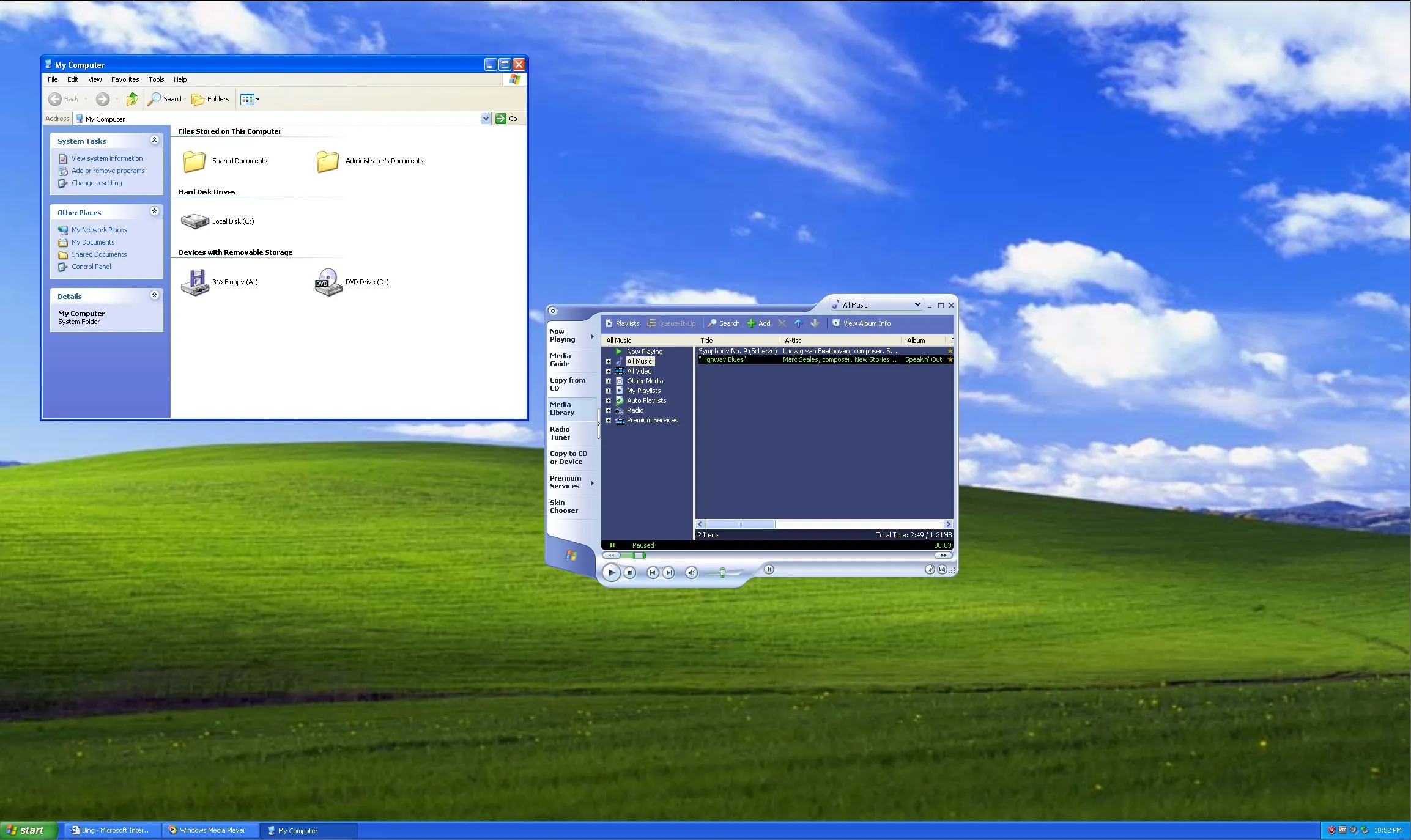 Explorateur Windows avec Windows Media Player