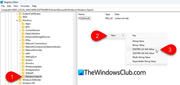 Windows Search in Registry