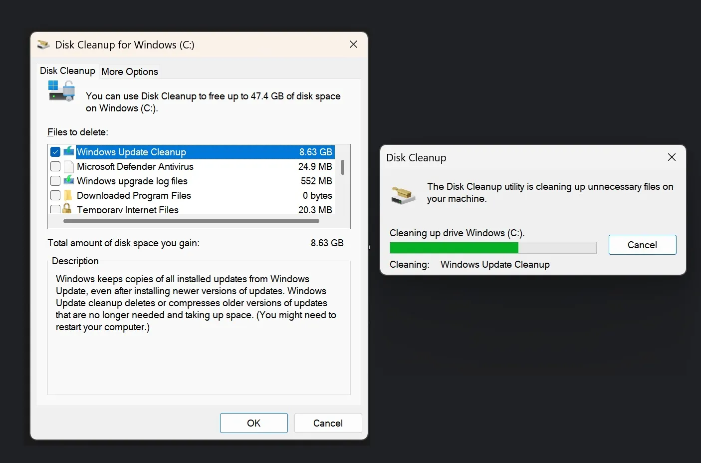 Dimensioni della cache per Windows Update in Windows 11 24H2