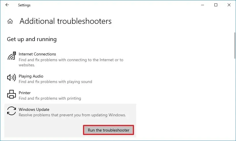 Solucionador de problemas de Windows Update