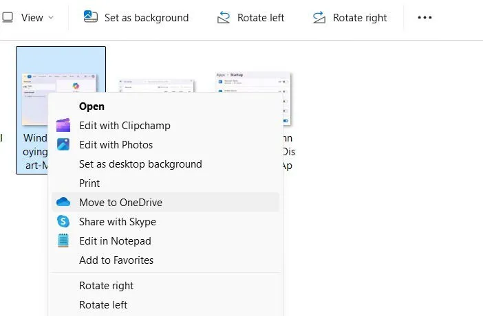 Handmatig bestanden verplaatsen naar OneDrive in Windows 11.