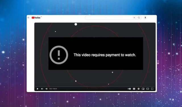 Erreur de lecture sur YouTube TV : paiement requis pour accéder à cette vidéo