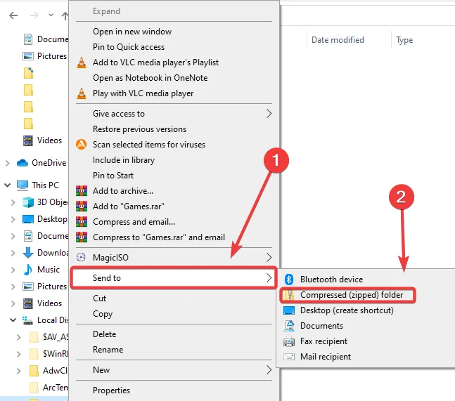 Cómo comprimir un archivo zip en Windows 10