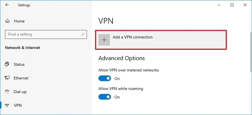 Dodaj połączenie VPN w systemie Windows 10