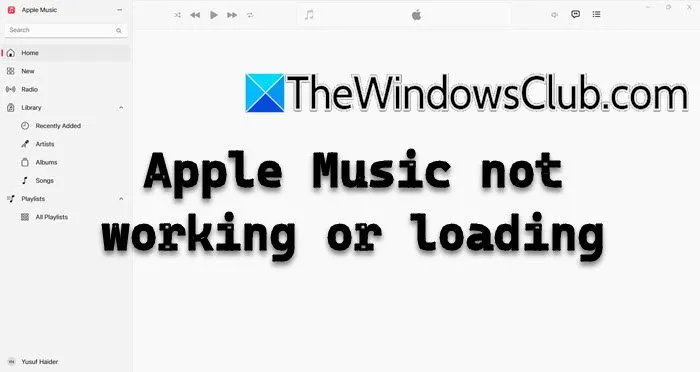 Apple Music not functioning or loading