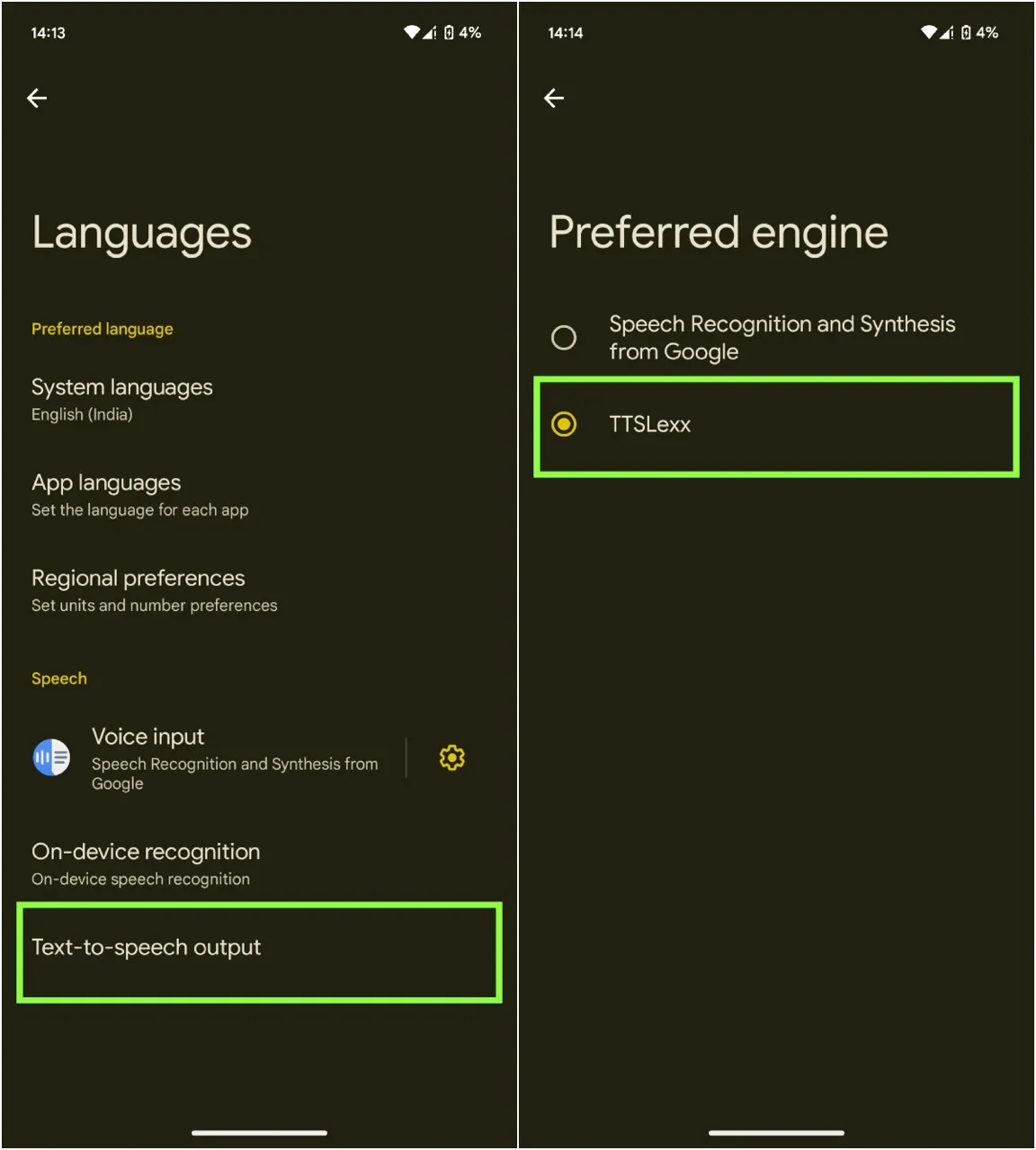 Change Preferred Engine to TTSLexx