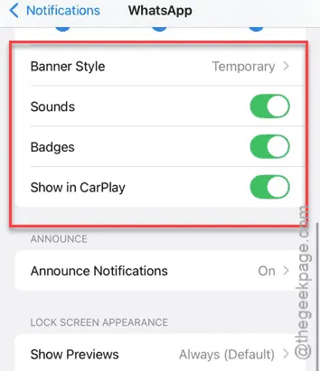 modifier les paramètres de notification WhatsApp