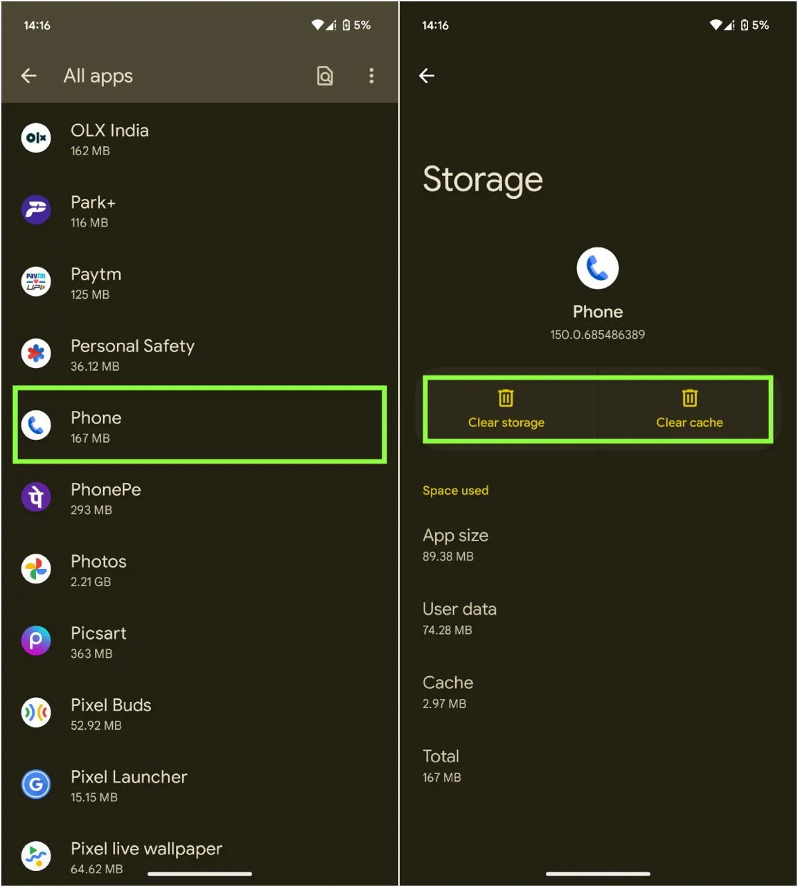 Clearing Cache and Storage of Phone App