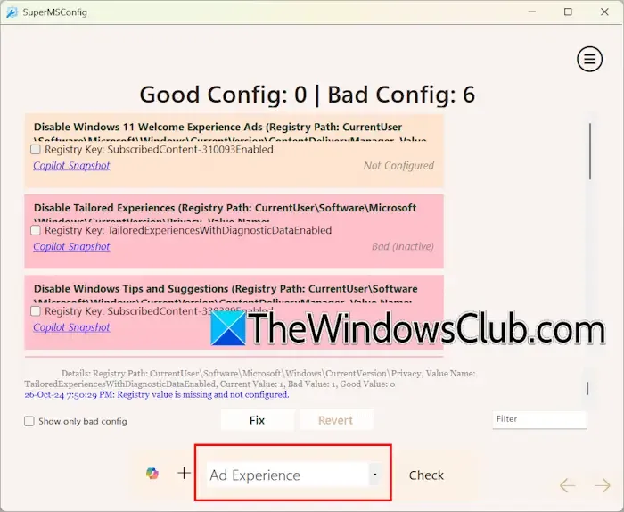 Customize advertisement settings using SuperMSConfig