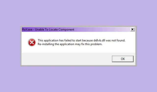 Correzione dell’errore Dx8vb.dll mancante o non trovato in Windows