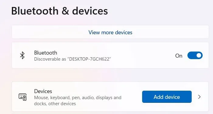 Bluetooth activated in Windows 11.