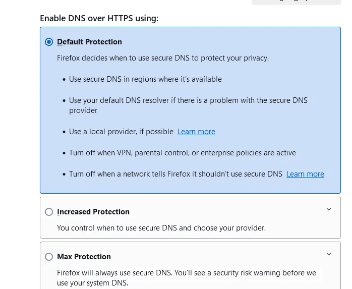 enable DNS over HTTPS