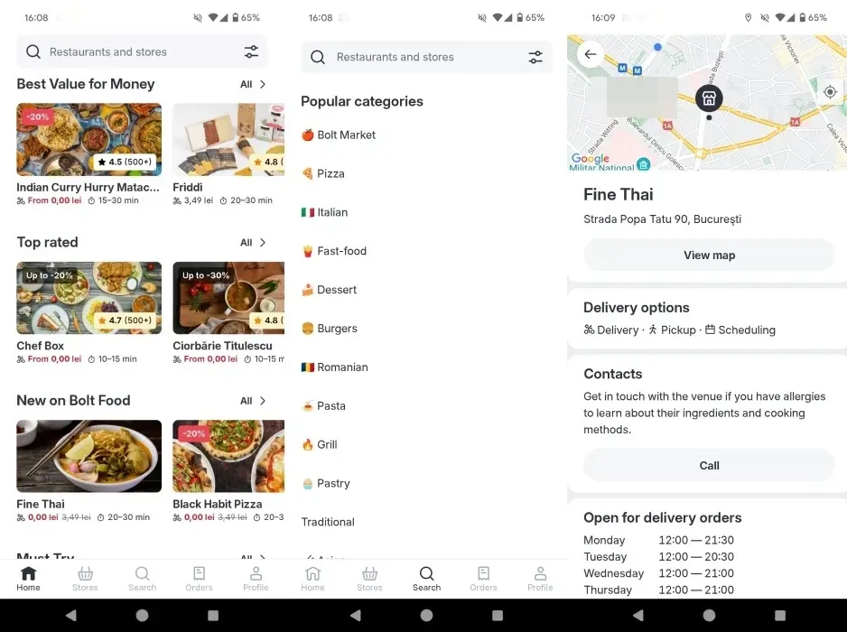 Bolt Food app interface overview.