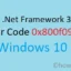 Rozwiąż problem z kodem błędu 0x800f0954 w systemie Windows 10 .Net Framework 3.5