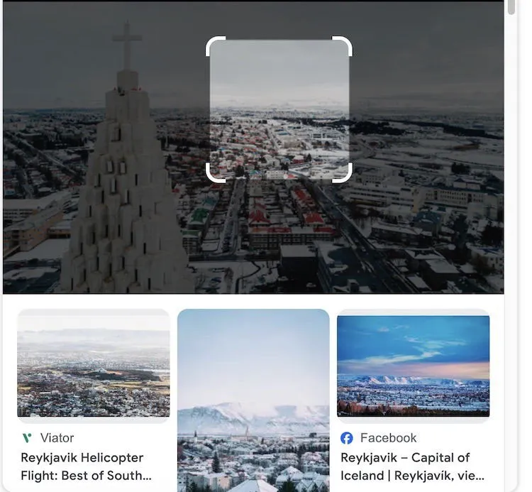 Wyniki wyszukiwania wyświetlane w Google Lens