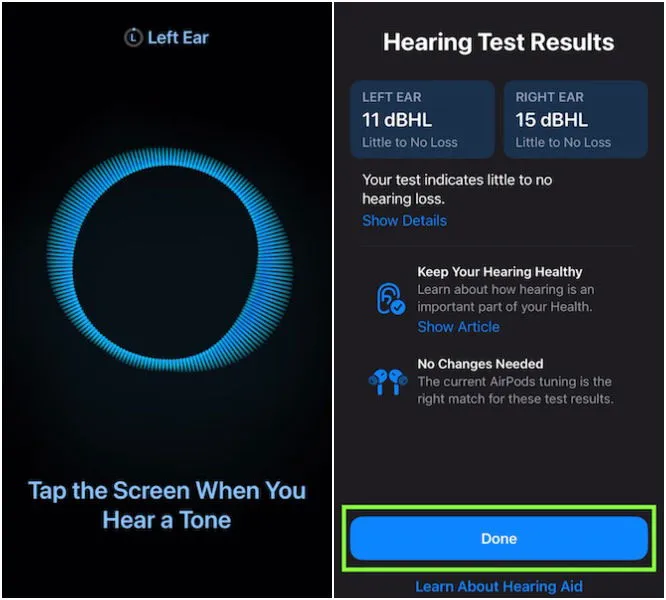 Hearing Test Result