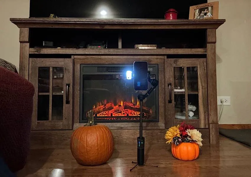 Tripod Setup by Fireplace