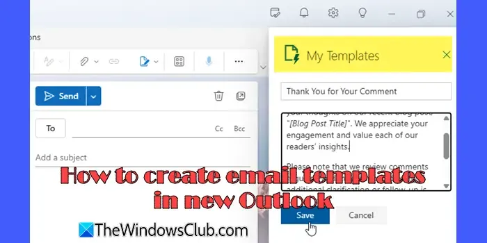 Criando modelos de e-mail no novo Outlook