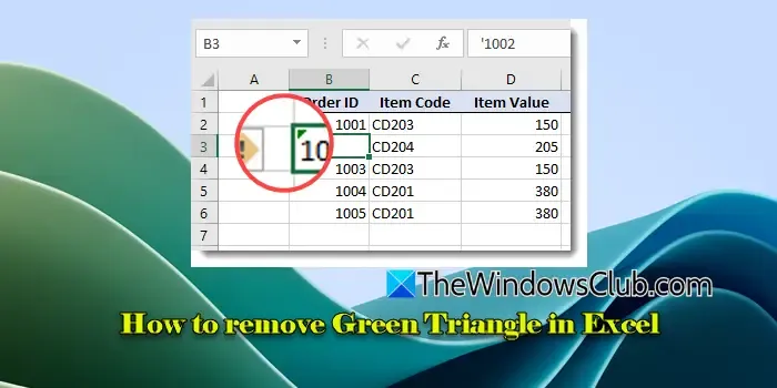 Cómo eliminar el triángulo verde en Excel