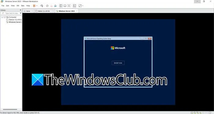 Windows Server installation on VMware Workstation