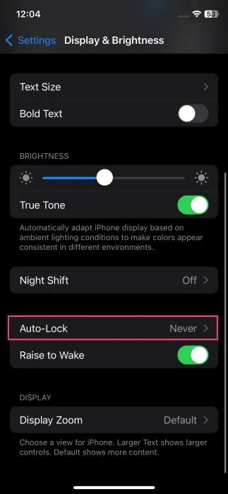 Adjusting Auto-Lock settings on iPhone.