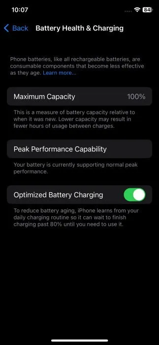 Exploring Battery Health & Charging features in iPhone.