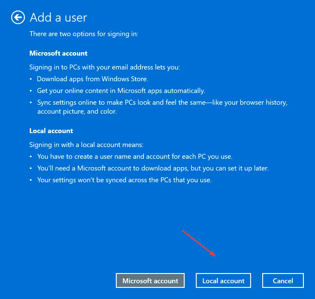 Cuenta local para corregir ERROR_DYNLINK_FROM_INVALID_RING