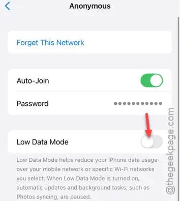 Disable Low Data Mode