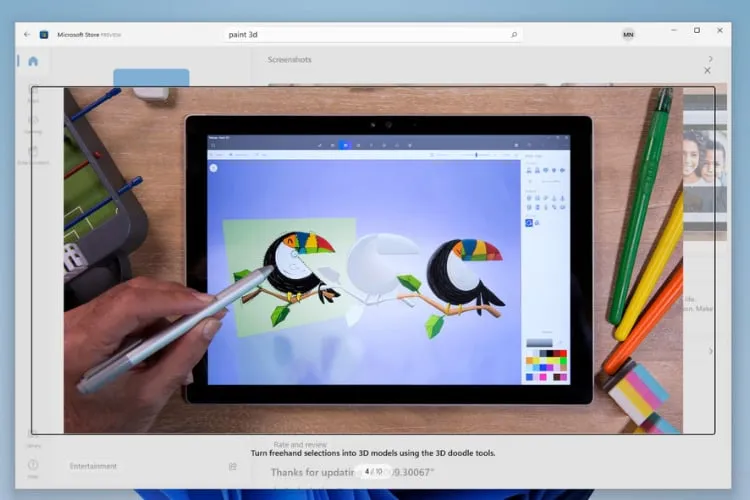 Microsoft Store — funkcja Paint 3D