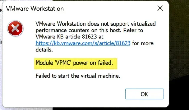 How to Fix Module VPMC Power On Failure in VMware Workstation